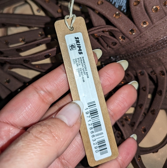 NWT SKIMS RHINESTONE SWIM STRAPPY SKIRT IN COCOA - Picture 5 of 5